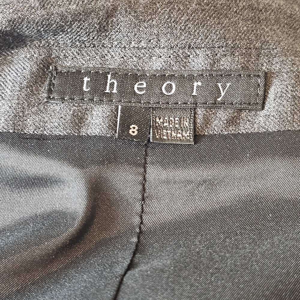 Theory Tailored Single-Button Blazer Women's Size 8 Gray Professional Wool Blend - Picture 13 of 14